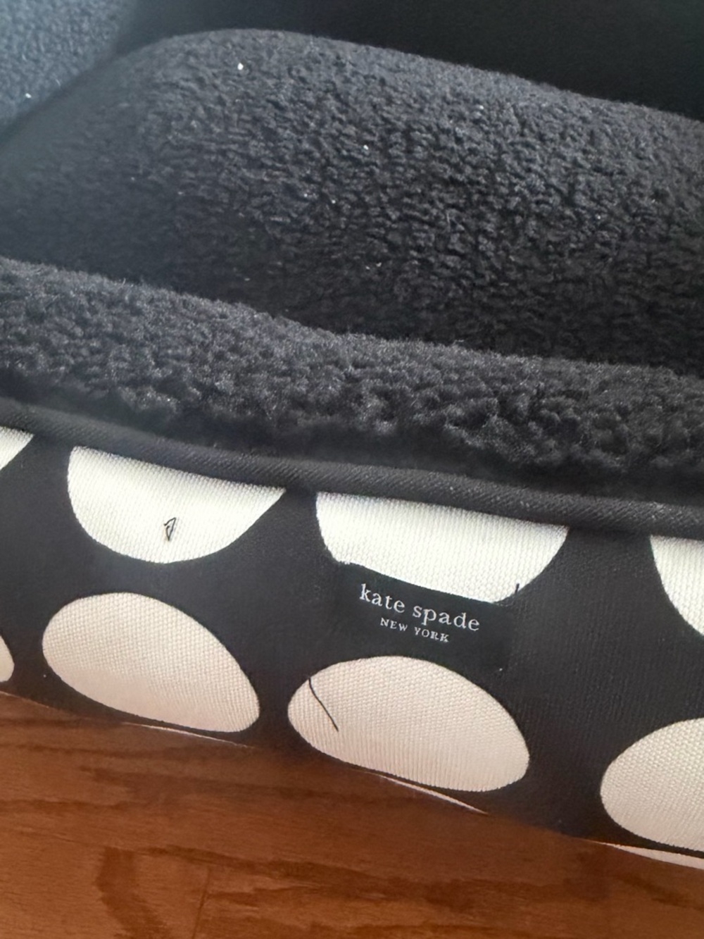 kate spade Black & White Polka Dot Fleece-Lined Dog Bed